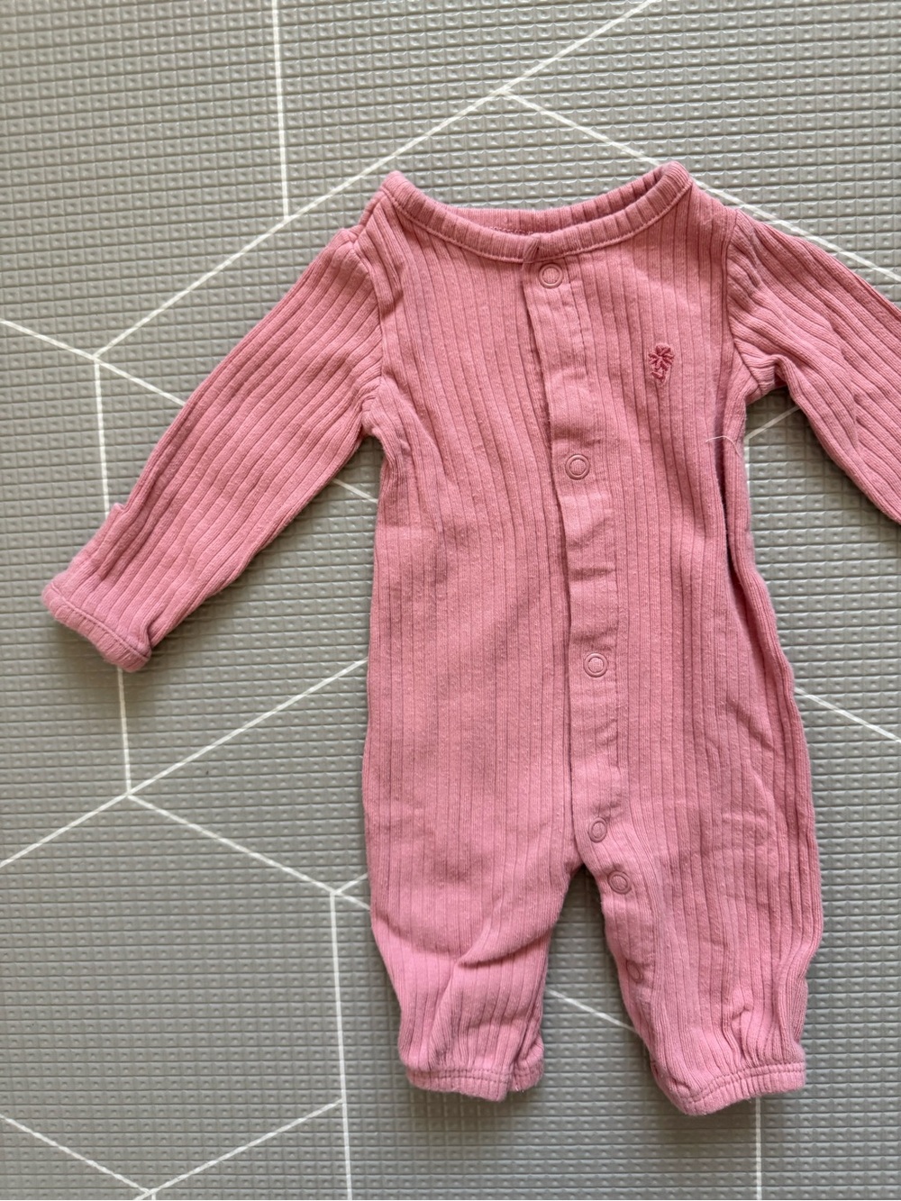 Carter's|Baby girl Ribbed Pink Long-Sleeve One-Piece,footless & full zip•••Cute